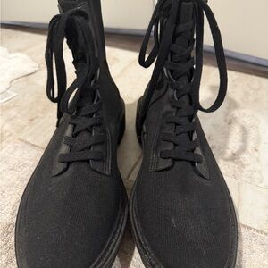 Loeffler Randall Black Lace-Up Knit Boots